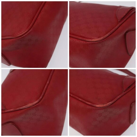 GUCCI Micro GG Supreme Shoulder Bag PVC Gold Red Auth BD174 - Picture 14 of 16